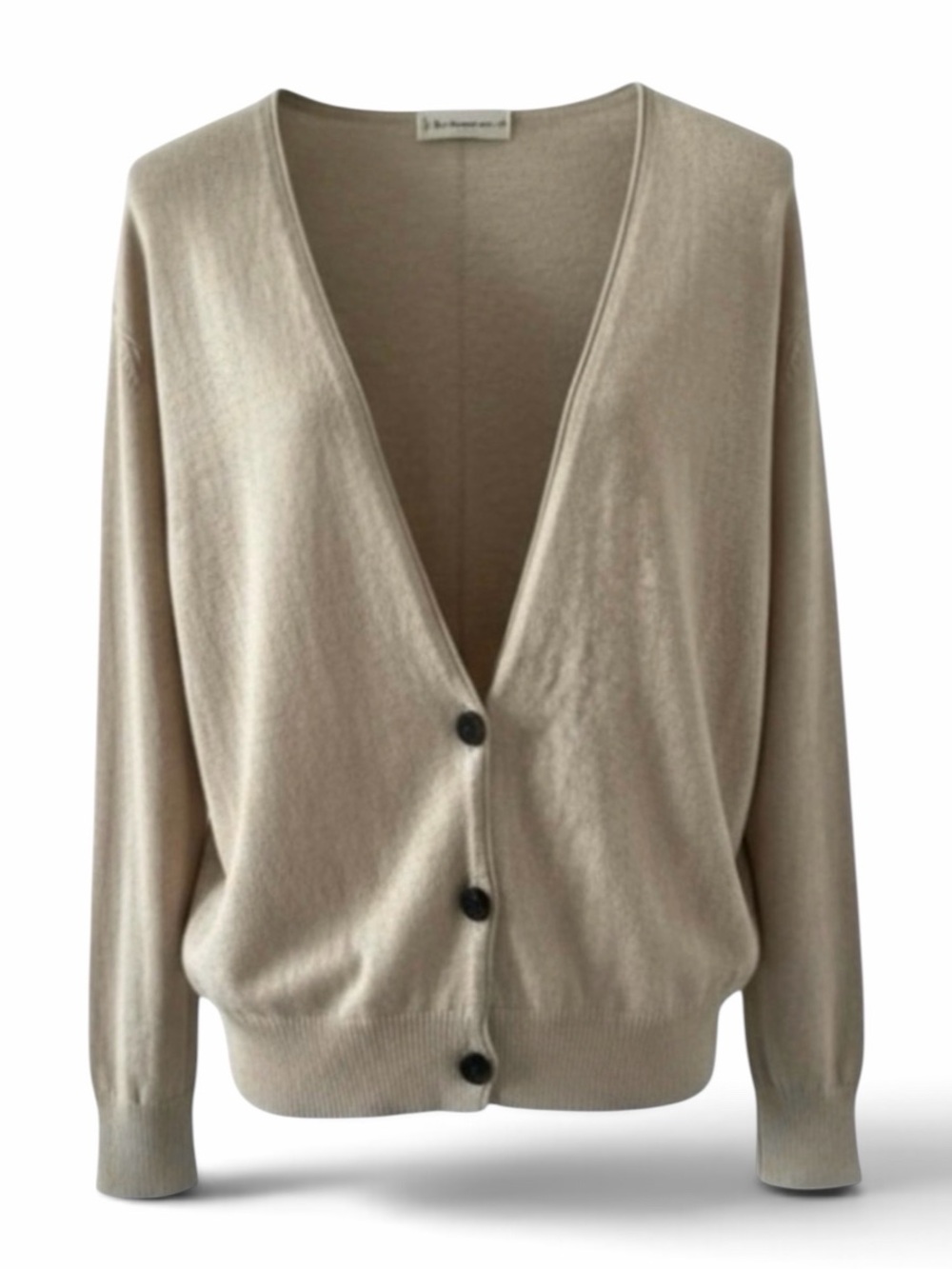 By Together Light Tan V-Neck Hint of Cashmere Cardigan Sweater Size Medium